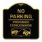 Signmission No Parking Prohibido Estacionarse W/ Car Tow Graphic, Black & Gold Alum, 18" x 18", BG-1818-23597 A-DES-BG-1818-23597 - alternate 1
